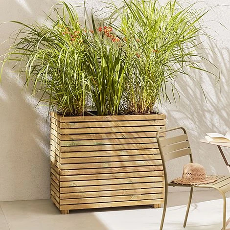 Cerland Horizon Outdoor Rectangular Wooden Planter Tall 90cm 1 Cerland Horizon Outdoor Rectangular Wooden Planter Tall 90cm