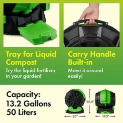 Tumbling Barrel Rolling 50L Composter 9 Tumbling Barrel Rolling 50L Composter -Garden Pro Shop 05 handle