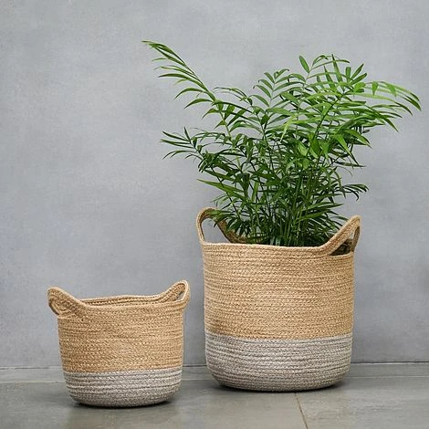 Geilo Jute Grey Lined Basket H27Cm D28Cm 2 Geilo Jute Grey Lined Basket H27Cm D28Cm - Image 2