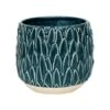Arles Leaf Embossed Teal Planter H17Cm W18Cm