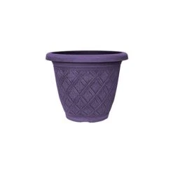 Woven Blossom Planter 33cm Brushed Wood Violet Effect