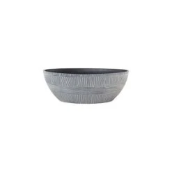 Sand Thatched Oval Bowl Planter 17" Ebony Grey Effect With No Drainage Holes