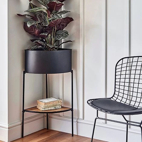 Indoor Kensington Metal Corner Planter Stand In Black H76Cm W30Cm 2 Indoor Kensington Metal Corner Planter Stand In Black H76Cm W30Cm - Image 2
