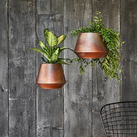 Indoor Soho Aged Copper Hanging Planter With Leather Strap H15Cm D21Cm 2 Indoor Soho Aged Copper Hanging Planter With Leather Strap H15Cm D21Cm - Image 2