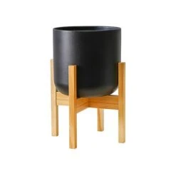 Lisbon Pot And Stand Anthracite D20.5Cm