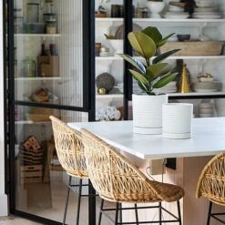 Luna Stoneware Planter & Saucer White H20CM D18CM -Garden Pro Shop LSPW18 2