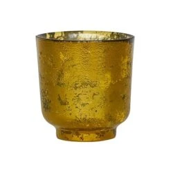 Metallic Gold Glass Holder H19Cm W15.5Cm