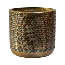 Solis Embossed Planter Gold H18CM D18CM