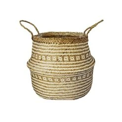 Seagrass Tribal White Lined Basket Small H25Cm D30Cm
