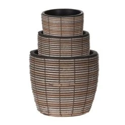 Idooka Black Round Trio Of Plant Pots -Garden Pro Shop Stacked