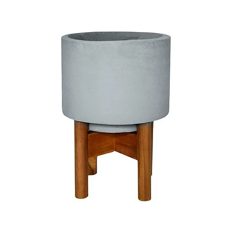 Vigo Concrete Grey Planter With Stand 22cm 1 Vigo Concrete Grey Planter With Stand 22cm