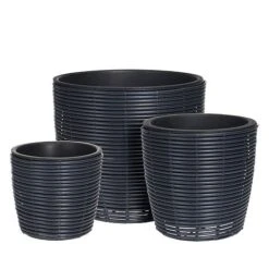Idooka Black Round Trio Of Plant Pots -Garden Pro Shop VN8000 PLANT POTS.BLACK .Main