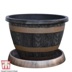 Wooden Barrel Effect Tower Pot -Garden Pro Shop WOOD KB0330 D