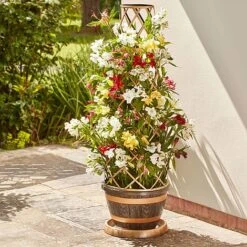 Wooden Barrel Effect Tower Pot -Garden Pro Shop WOOD KB0330 NOW1